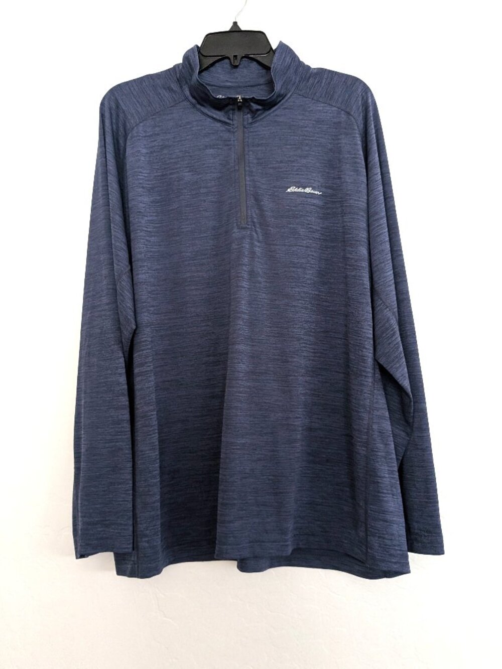 EDDIE BAUER Pullover Men's M Blue Freedry 1/4 Zip Golf Logo Mock Neck Casual